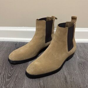 Zara Men’s Tan Suede Chelsea Boots -Size 12 US / 45 EU- Ankle Elastic Pull On